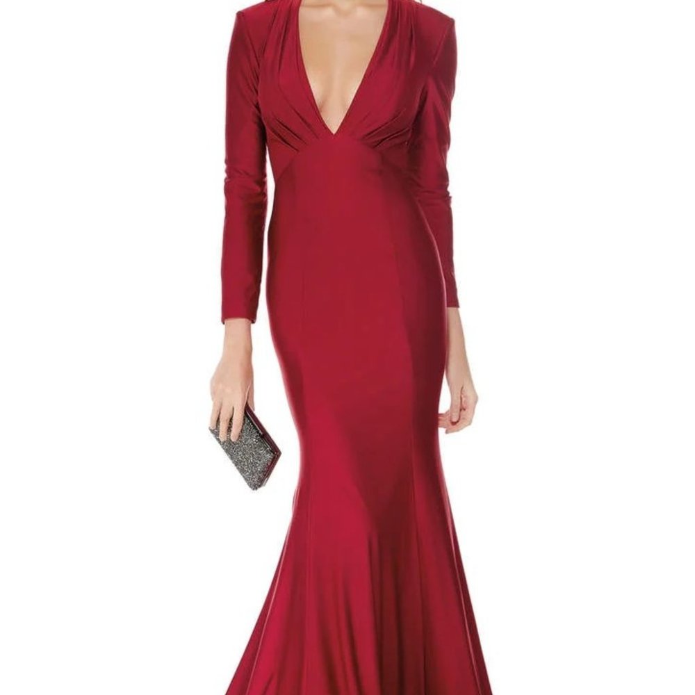 Alyce Long Sleeve Satin Jersey Mermaid Dress